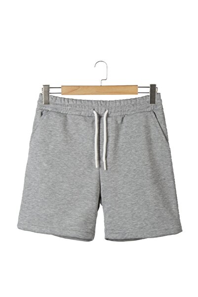 VEAVEN 2'li Erkek Kırçıllı Gri - Mürdüm Basic Regular Fit Şort & Bermuda
