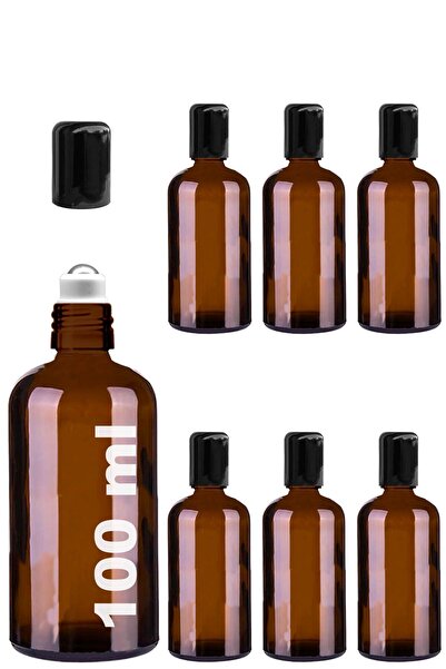 Afracam 100 ml Amber Çelik Roll On Şişesi 100 Cc Sızdırmaz Siyah Kapaklı Kahv...