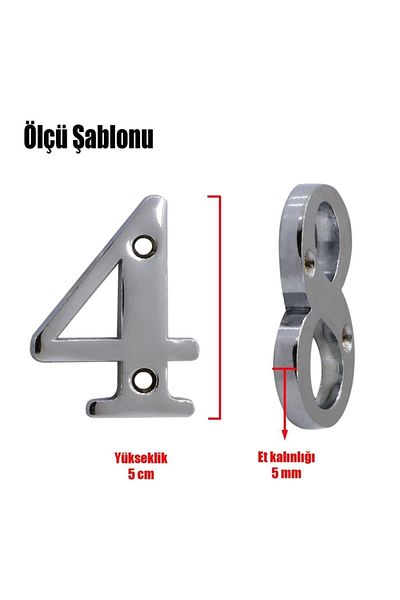 Badem10 Număr Ușă Oțel 5 Cm Crom Luminos Numărul 8