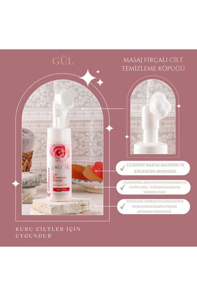 LAROSSA Masaj Fırçalı Cilt Temizleme Köpüğü (Gül)