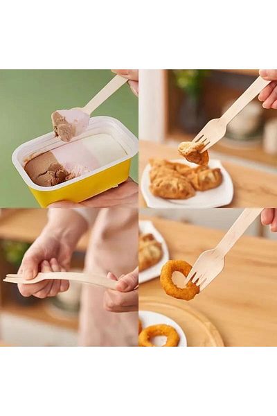 Konsept Sepeti 30 Pieces DisposaBle nAtural Wooden Board - Spoon and knife Set, for Birthday and Party Picnic