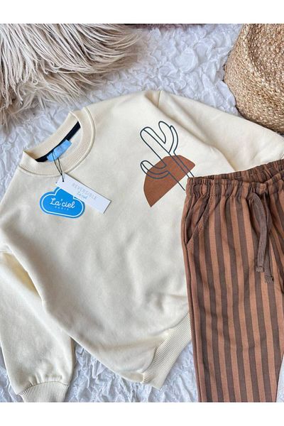 anonim Bohemian Coffee Striped Suit Set