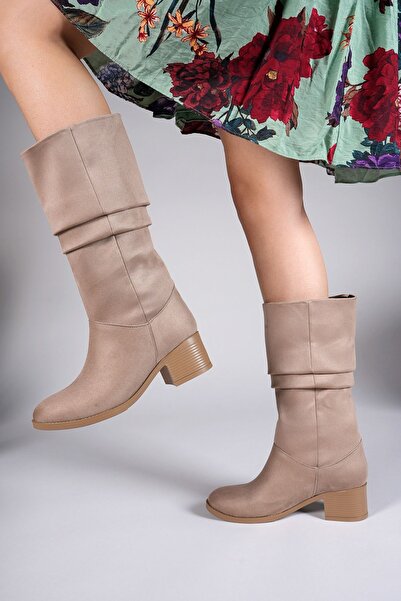 Riccon Ziecno Kadın Çizme 00123000 Vizon Süet