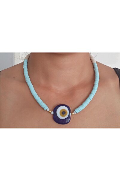 BNG AKSESUAR قلادة فيمو عين الشر الكبيرة بتفاصيل خرز