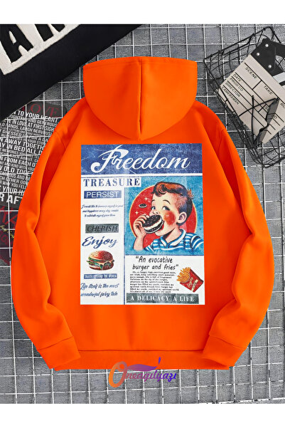 oneagılyazı Hanorac oversize unisex cu glugă cu imprimeu Freedom Biscuit