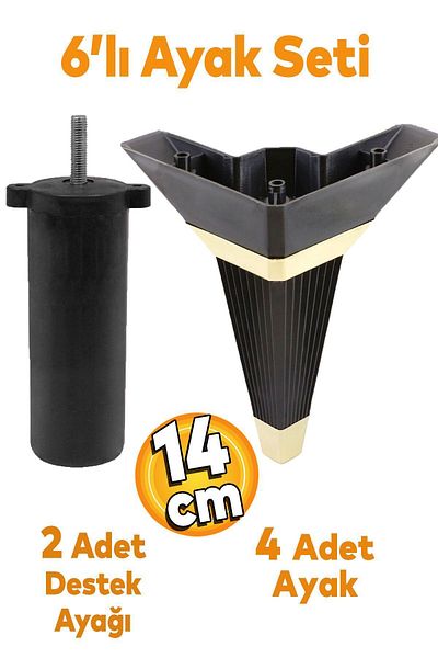 Badem10 Alcazar Colț Set 6 Mobilier Unitate TV Canapea Canapea Fotoliu Suport Canapea 14cm Negru M8 Cu Șuruburi