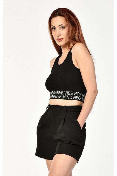 FİRST CHANCE Pantaloni scurti de damă cu buzunare - negri