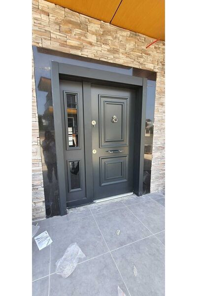 Tezdoor Villa Kapısı Dış Cepheye Dayanıklı Antrasit Renk Lake Boyalı Villa Kapısı