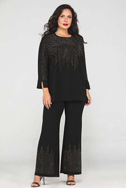 MİYORO طقم نسائي مقاس كبير بتفاصيل حجرية وقصة مريحة