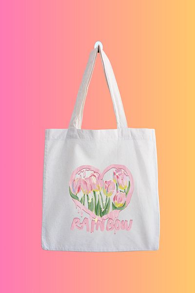 designedfy Waterproof Rainbow Flowers Printed Cloth Bag