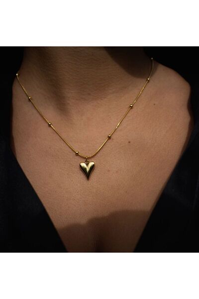 stainles steel Dorica steel gold necklace with heart
