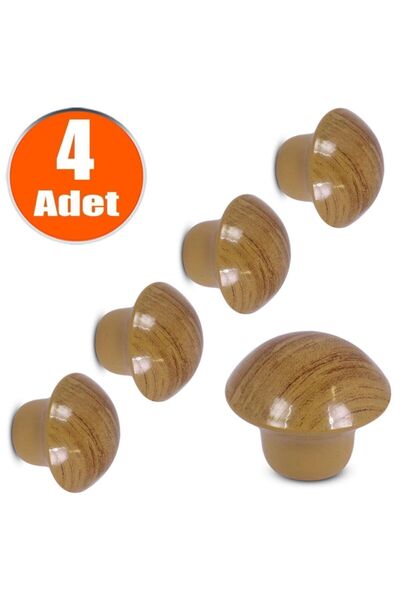 Badem10 Mantar Düğme Kulp Dolap Dolabı Kapak Kulpu Kulpları Kulbu Kayın (4 AD...
