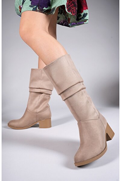 Riccon Ziecno Kadın Çizme 00123000 Vizon Süet