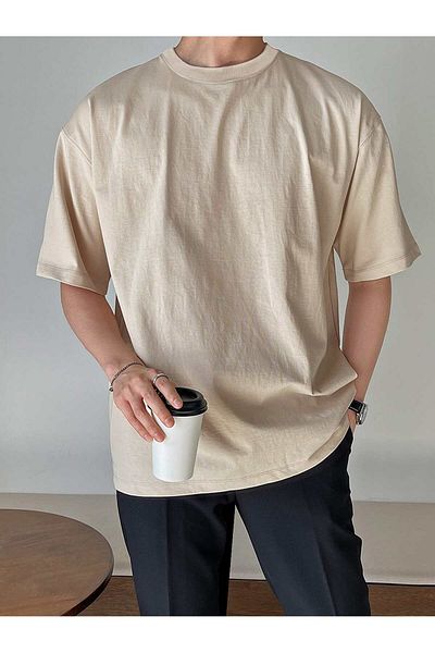 EYAX MODA Men's Large Size T-Shirt - Relaxed Fit, Crew Neck