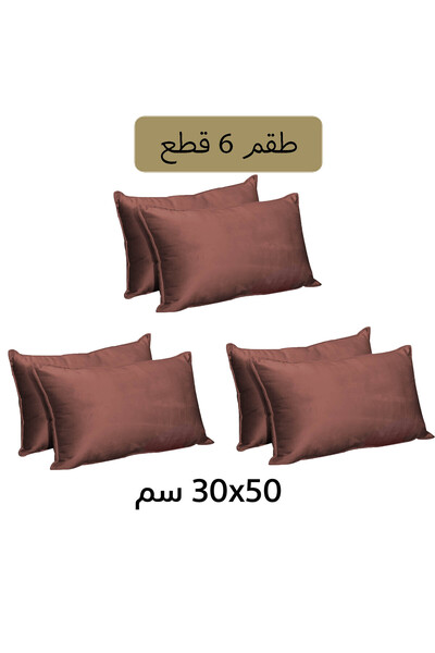 In House طقم وسائد مزخرفة مخملية مكون من 6 قطع بتصميم سادة - 50×30 سم