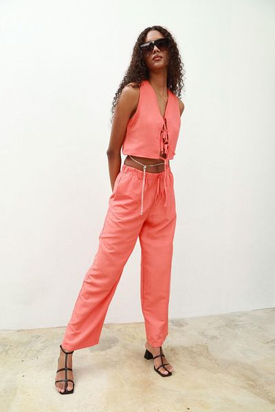 Lijuri Korinna 9862 Model Vest and Trousers Set - Tied