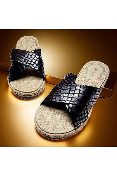 GEZER شبشب صيفي نسائي من Wicker Cross Glitter - تصميم للمنزل والخارج