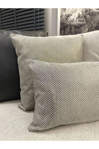 Decamor home Husă de pernă pentru sufragerie, gri platină, cu sclipici