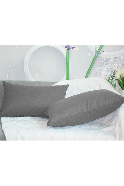 In House 2 Pieces Linen Decorative Cushion Set Solid Design - 50x30 cm