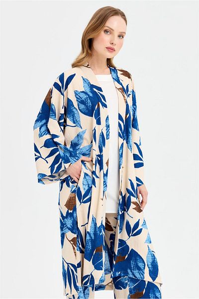 Esswaap Set Kimono Albastru - Model Ivy Printed