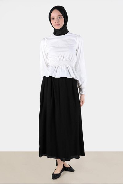 Alvina Rubber Waist and Cuffed Blouse - 42762