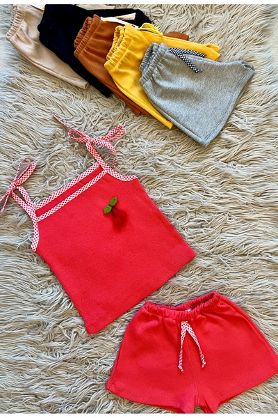 enes baby طقم مكون من قطعتين - شورت بأشرطة قابلة للتعديل