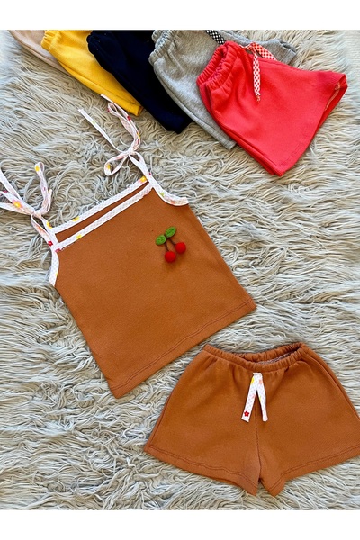 enes baby طقم مكون من قطعتين - شورت بأشرطة قابلة للتعديل