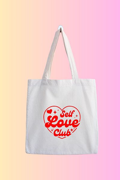 designedfy Self Love Club Printed Waterproof Cloth Bag
