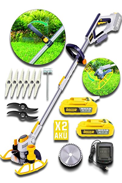 DOZZER Spark 21v 3 Ah Dijital Devir Göstergeli 2x Akülü Kenar Ot Çalı Çim Biç...