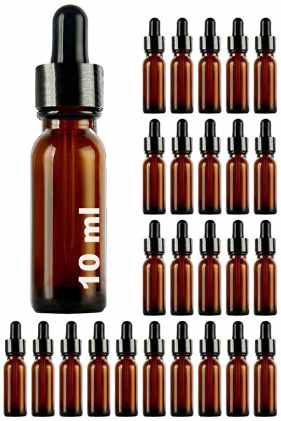 Afracam 10 ml Amber Cam Damlalık Serum Şişesi 10 Cc Siyah Metal Kapaklı Kahve...