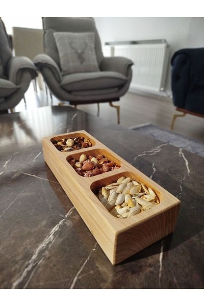 AR&MA WOOD Modern Handmade - 3-Eye Wooden Snack Bowl