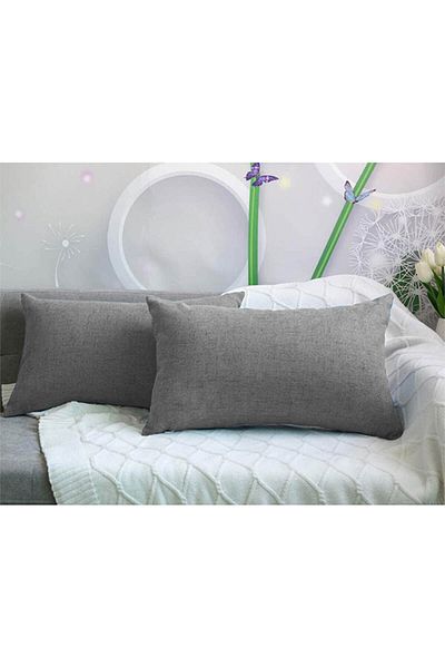 In House Linen Decorative Cushion Set Solid Design - 50x30 cm