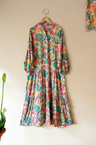 MODAQU Colorful Viscose Hijab Dress - Anatolian Pattern 6064