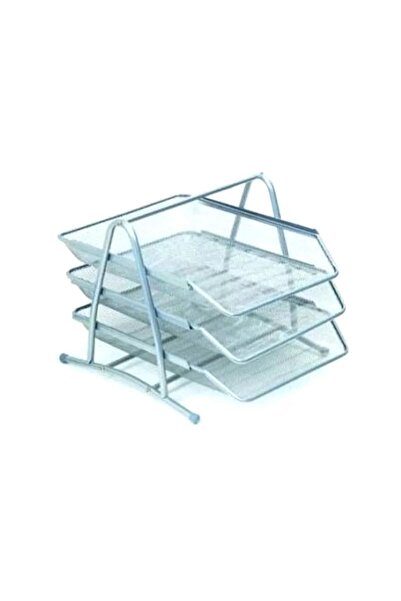 Rubenis Tel 3'lü Evrak Rafı Gümüş