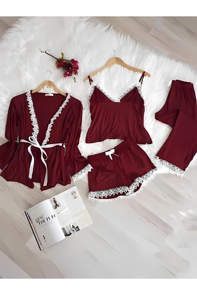 Rasabeauty Set de pijamale UltraSoft Viscose 4 piese Zestre - Cutie cu Detaliu Dantela
