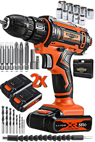 DOZZER Alman Hard-x 256 Volt 20ah Çelik Şanzuman Bakır Sargılı 2 Akülü Vidala...