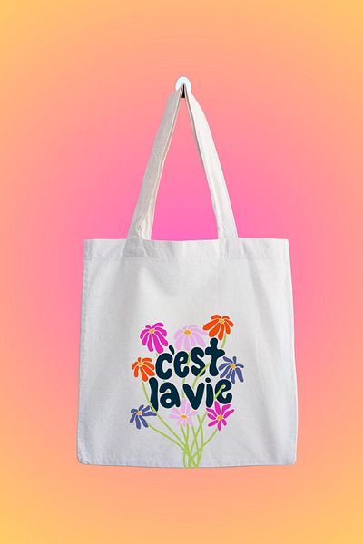 designedfy Cest la Vie - Waterproof Printed Cloth Bag