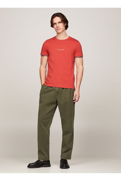 Tommy Hilfiger Men's Red Crew Neck T-shirt - Mw0mw32584xm0
