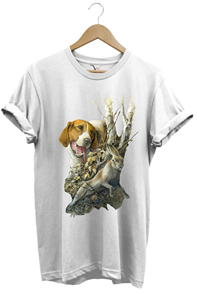 WİDİ Κυνήγι Hunting Dog and Rabbit με θέμα το δάσος 100% βαμβακερό λευκό μπλο...