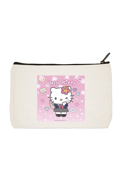 designedfy Hello Kitty Αδιάβροχο υφασμάτινο σετ μακιγιάζ με στάμπα - Στυλό και πορτοφόλι