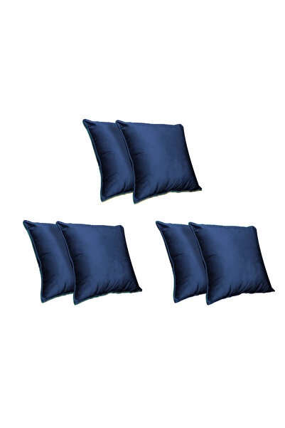 In House طقم وسائد مزخرفة مخملية مكون من 6 قطع بتصميم سادة - 45×45 سم