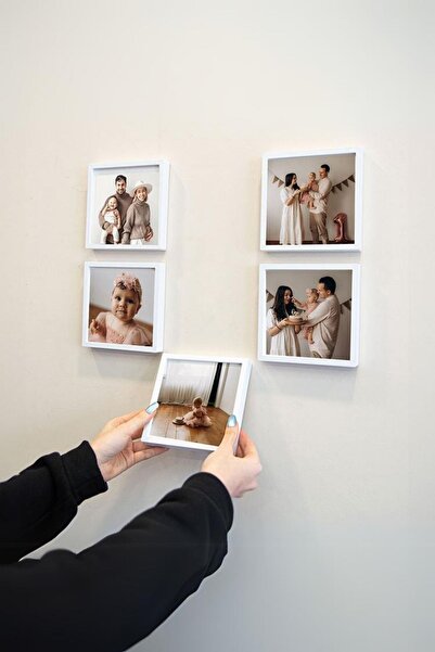 CRAFT STR Adhesive Disconnect White Pola Frames - Pack of 5 14x14cm Desktop and Wall Frame