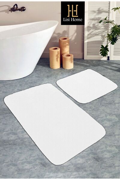 Lisi Home Beyaz Klozet Takımı 2'li (80X120-80X50) Peluş Post Yumuşak Yıkanabi...