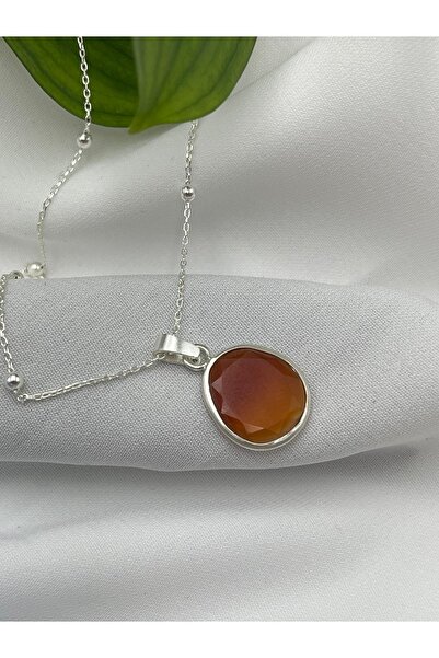 ANSAR JEWELLERY Akik Taşlı 925 Ayar Gümüş Kolye El Işçilik