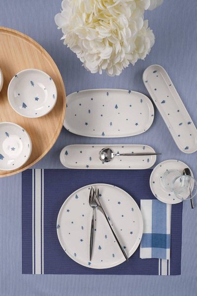 Eren Çini Seramiği Blue Agticle and Star Patterned 32 Piece Porcelain Breakfast Set
