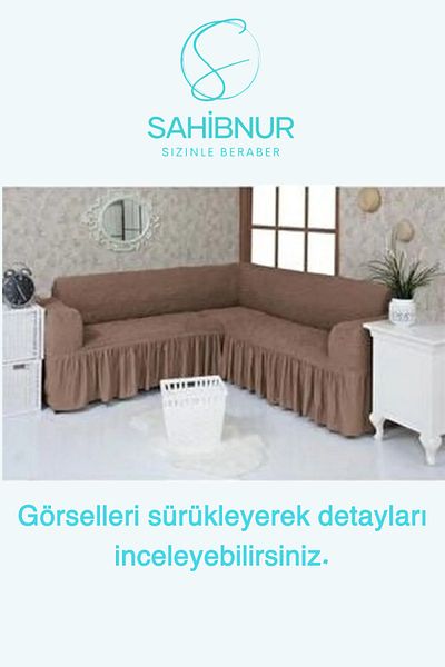 SAHİBNUR Ъглов диван Bürumcük L, Калъф за диван, Калъф за диван, Еластичен, С обшивка, Обща дължина 350 см