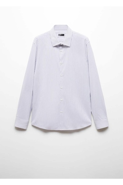 MANGO Man Dar kesim çizgili streç kumaş gömlek