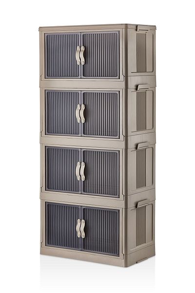 emay home Fold & Go| 4 Tiers| 55 Lt| Wheeled| Double Cover| Multi-Purpose Portable Cabinet