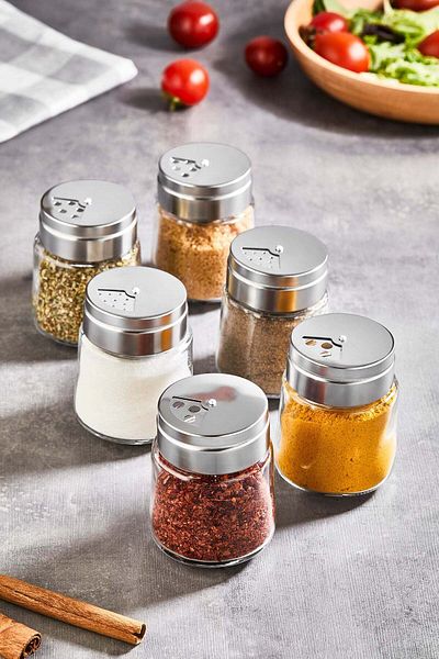 Viwares 6-teiliges Gewürzstreuer-Set aus Edelstahl-Glas