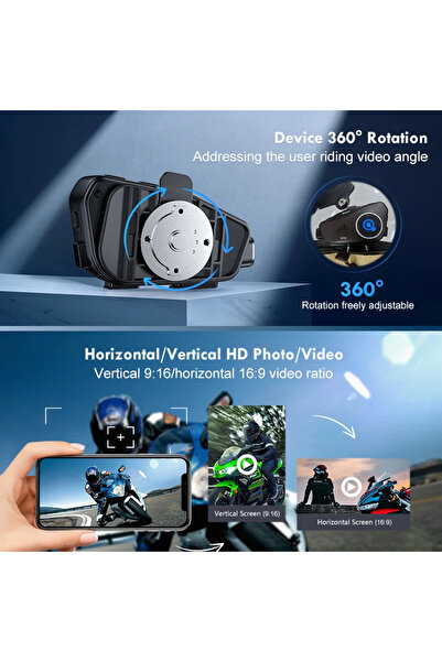 Dynego Q28 Dynego Motosiklet Kask Bluetooth Kulaklık 1080p Kamera Interkom Kulaklık Su Geçirmez Intercom